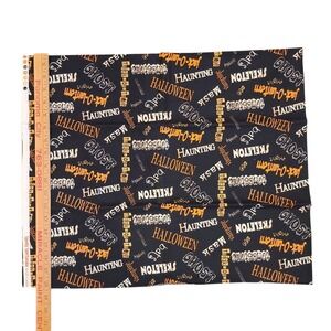 NEW Wilmington HALLOWEEN‎ TRICK or TREAT WORDS BLACK  100% Cotton Fabric